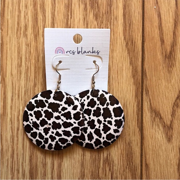 Animal print round wood earrings by RCS Blanks. New never been worn. 4 pair lot - Picture 4 of 4